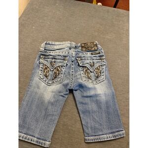 Miss Me Girls Blue Denim Bermuda Shorts Sequin Wing Flap Pocket Size 8 JK6086M2